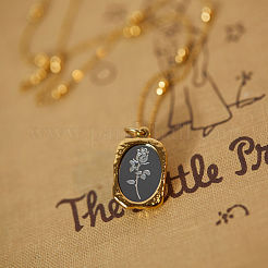 Прямоугольник с розой 304 нержавеющая сталь кулон ожерелья для женщин&nbsp;FS-WG9AB29-01