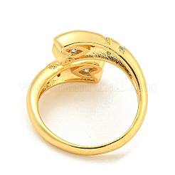 Латунные кольца-манжеты с микро-паве и прозрачным фианитом в форме сердца для женщин&nbsp;RJEW-L121-040G