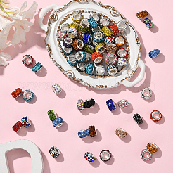 80 шт. полимерная глина со стразами европейские бусины с большими отверстиями с серебряными латунными сердечниками&nbsp;FPDL-LT0001-02F