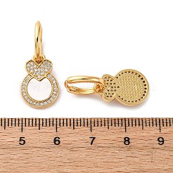 Серьги-гвоздики в форме ракушки с микропаве из кубического циркония из латуни&nbsp;KK-D363-11B-G