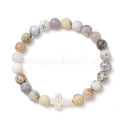 Эластичные браслеты из натурального африканского опала и синтетической бирюзы для женщин и мужчин.&nbsp;BJEW-JB13313