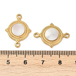 Подвески-шармы с плоским круглым коннектором из натуральной белой нержавеющей стали 304&nbsp;STAS-L288-14G-02