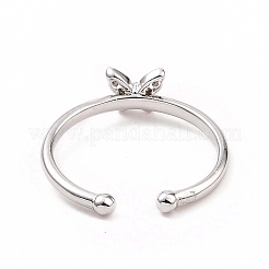 Открытое кольцо-манжета с бабочкой из прозрачного кубического циркония&nbsp;RJEW-B028-29P