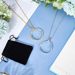 2 шт. 2 цвета плоские круглые стеклянные увеличительные подвески-ожерелья&nbsp;NJEW-SP0001-02