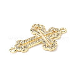 Подвески-крестики с полым латунным микро-паве из прозрачного кубического циркония&nbsp;KK-C104-16G