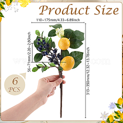 6 шт. искусственных растений из шелковой ткани и пенопласта с лимонно-черничным принтом&nbsp;AJEW-GA0009-26