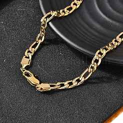 7 мм 304 нержавеющая сталь Фигаро цепочки ожерелья для женщин мужчин&nbsp;NJEW-B134-04B-G