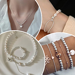 60шт 6 стиля 925 бусины из стерлингового серебра&nbsp;STER-BBC0008-15