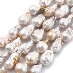 Нити натуральных бусин с ядровым жемчугом&nbsp;PEAR-B004-15K-02A