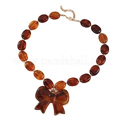 Овальные бусы из бисера с подвеской в виде бантика из смолы и цепочками из сплава для женщин.&nbsp;FS-WGF4692-02