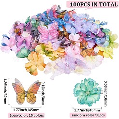 50 шт. 10 цвета полиэстеровые стразы бабочка украшения аксессуары&nbsp;FIND-SP0004-86