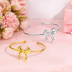 2шт. 2-х цветные браслеты-манжеты из нержавеющей стали 304&nbsp;BJEW-GO0001-20