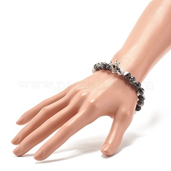 Круглый браслет из натуральных бусин из яшмы зебры&nbsp;BJEW-JB07173