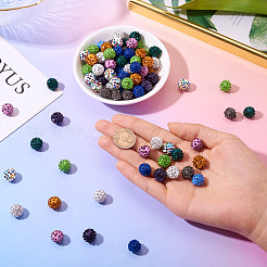 100 шт. 10-х цветные бусины из полимерной глины ручной работы со стразами&nbsp;RB-TA0001-19