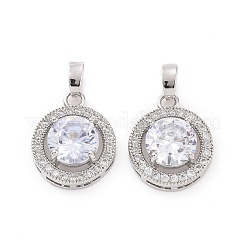 Латунные микропаве прозрачные подвески с фианитом&nbsp;KK-E068-VC440