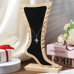 Подставки для ножных браслетов из бамбука и бархата в форме ступни&nbsp;ODIS-WH0030-140A