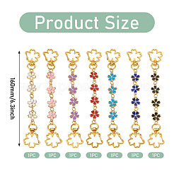 7 шт. 7-цветные эмалевые цепочки для сумок-цветочков из сплава&nbsp;HJEW-TAC0104