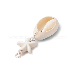 Подвески из эмали и синтетической бирюзы с морскими звездами&nbsp;PALLOY-JF03406-02