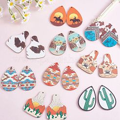 24шт 12 стильные односторонние большие подвески из липы с принтом&nbsp;WOOD-SZ0001-28