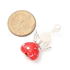 Подвеска в форме сердца ангела из акрила и стеклянного жемчуга&nbsp;HJEW-JM04212-01