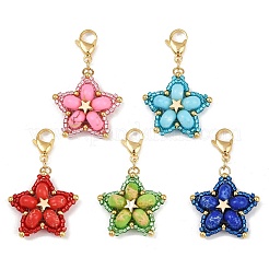 Подвеска в виде звезды ручной работы из стеклянного бисера и синтетических бусин императорской яшмы&nbsp;HJEW-MZ00268