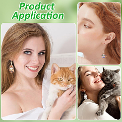 24 пара сережек-подвесок в форме кошки из хирургической нержавеющей стали 316&nbsp;EJEW-WR00005