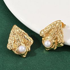 Серьги-гвоздики из АБС-пластика с жемчугом и нержавеющей сталью 304&nbsp;LS-STAS-D368-01B-G