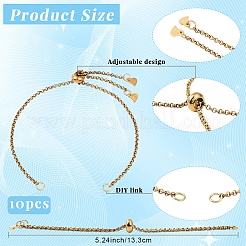 Изготовление браслета-цепочки Rolo из нержавеющей стали 304 (10 шт.)&nbsp;AJEW-YW00004-02