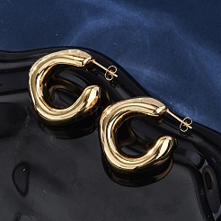 Серьги-гвоздики из нержавеющей стали 304 в форме буквы С&nbsp;EJEW-A125-24G