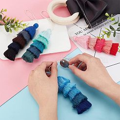 4 шт. 4-х цветные хлопковые многослойные подвесные украшения с кисточками&nbsp;AJEW-OC0003-43