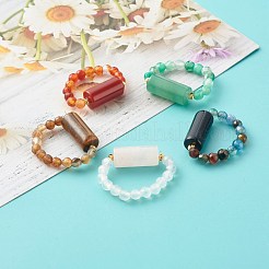 Кольцо на палец из смешанных каменных бусин для девочек и женщин&nbsp;RJEW-JR00383