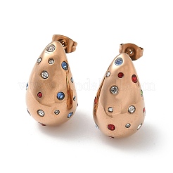 Серьги-гвоздики в форме капли из нержавеющей стали 304&nbsp;EJEW-B108-05RG-B