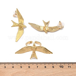 Набор сережек-гвоздиков и колец-манжет из нержавеющей стали 304 с изображением голубя мира.&nbsp;SJEW-C008-03G