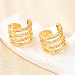 Латунные серьги-манжеты из прозрачного кубического циркония&nbsp;EJEW-K309-08G