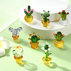 8шт. 8-х видов стеклянных фигурок кактусов&nbsp;DJEW-CJ0001-12