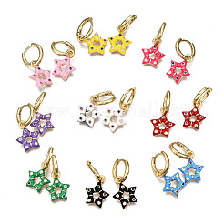 Серьги-кольца из латуни с микро-паве из фианита&nbsp;EJEW-T014-41G-NF