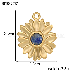 Подвески из нержавеющей стали 304 и бусин из натуральных драгоценных камней.&nbsp;STAS-OY010-24G