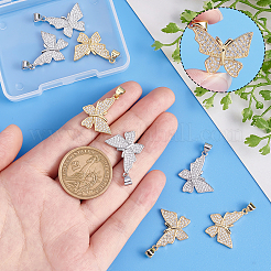 8шт 2 цвета латунные микропаве прозрачные кубические циркониевые подвески&nbsp;ZIRC-FH0001-28