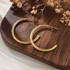 Серьги-гвоздики в форме буквы С из нержавеющей стали 304&nbsp;EJEW-R017-03G-03