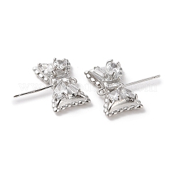 Серьги-гвоздики из латуни с прозрачным фианитом&nbsp;KK-G491-56P