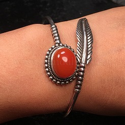 Браслеты-манжеты из натурального агата с бусинами для женщин&nbsp;BJEW-C146-02