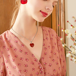 8 шт. 8 стиля ожерелье с подвеской в форме сердца из натуральных смешанных драгоценных камней с цепочками из сплава&nbsp;NJEW-FI0001-45