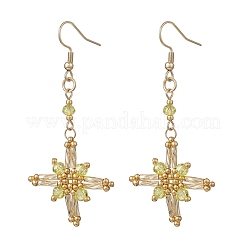 Серьги-подвески из стеклянных бусин в форме звезды&nbsp;EJEW-MZ00664