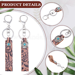 2 шт. 2 брелока из искусственной воловьей кожи бирюзового цвета&nbsp;KEYC-CL0001-41