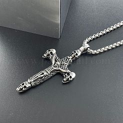 Модные мужские ожерелья с готической подвеской в виде черепа и креста из нержавеющей стали 304 KE0152