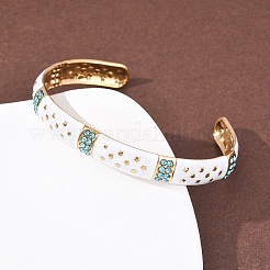 Браслеты-манжеты из нержавеющей стали 304 с эмалью для женщин&nbsp;LS-BJEW-H637-02B-G