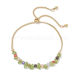 Браслеты-слайдеры для женщин с натуральным перидотом и бусинами из кубического циркония.&nbsp;BJEW-JB13284