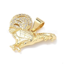 Латунные микропаве прозрачные подвески с фианитом&nbsp;KK-P349-01G