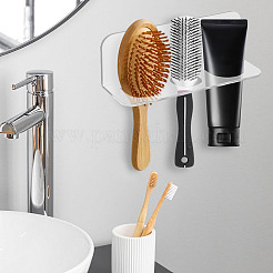 Прямоугольный акриловый настенный держатель-органайзер для расчесок с 3 слотом для ванной комнаты&nbsp;ODIS-WH0043-218B