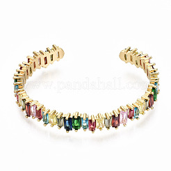 Латунь микро проложить кубического циркония манжеты браслеты&nbsp;BJEW-S142-012-NF